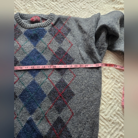 Vintage Cambridge Classics Sweater Men's XL Argyle Shetland 100%  Wool Gray - Picture 8 of 13